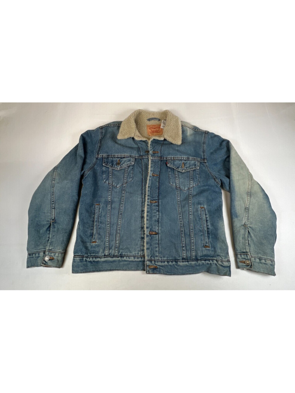 Levi's Men L Blue 70520 Sherpa Lined Denim Trucker Jacket Winter Outerwear